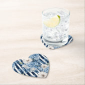 Bruiloftsborrel met marineblauwe bloemstrepen kartonnen onderzetters (Insitu)