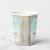 Bruiloftsborrel met strand- en rustieke houtstijl papieren bekers (Rechts)