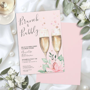 Bruiloftsborrel Roze Bloemige Bruidsfeest Kaart