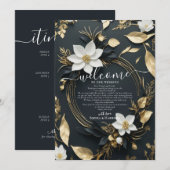 Bruiloftsbrief met bloemenkrans en routebeschrijvi kaart (Voorkant / Achterkant)