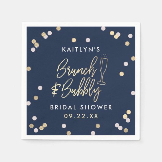 Bruiloftsbrunch & Bruisende Confetti Bruidsfeest Servet (Voorkant)