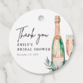 Bruiloftsbrunch met bubbels Elegante bruidsdouche Bedankjes Labels (Voorkant)