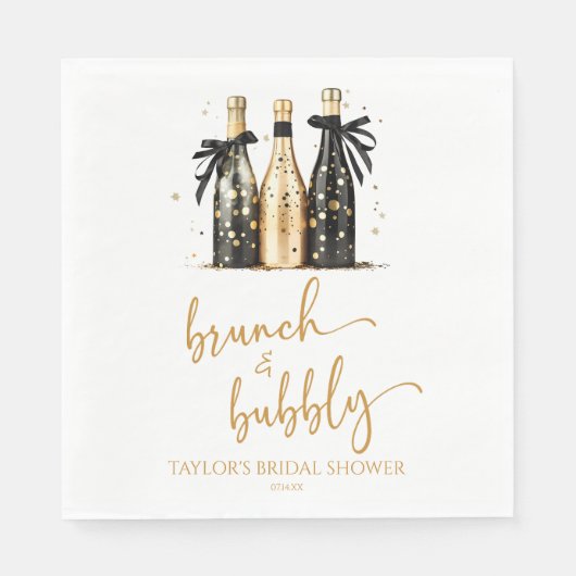 Bruiloftsbrunch met bubbels en gouden champagne servet (Voorkant)
