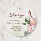 Bruiloftsbrunch met champagne en bubbels bedankjes labels (Voorkant)