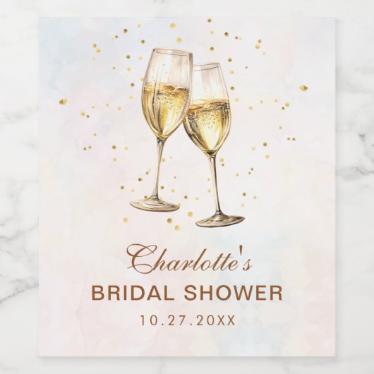 Bruiloftsbrunch met champagne en bubbels wijn etiket (Enkel label)