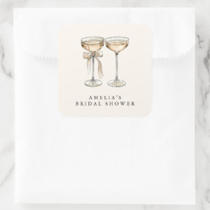 Bruiloftsbrunch & Mousserende Champagne Bruidscade Vierkante Sticker