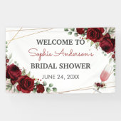 Bruiloftsbubbels bordeaux wijn roze bruidsfeest spandoek (Horizontaal)