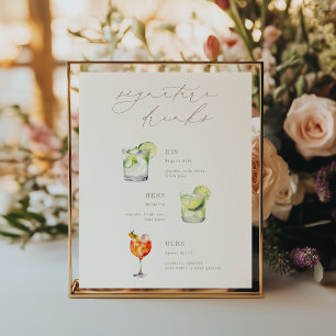 Bruiloftscocktails Poster met Signature Dranken