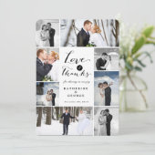 Bruiloftscollage met 8 foto's en 'Love & Thanks' s Bedankkaart (Staand voorkant)