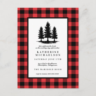 BRUILOFTSDIEETJES   Rustic Tree Buffalo Checks Briefkaart