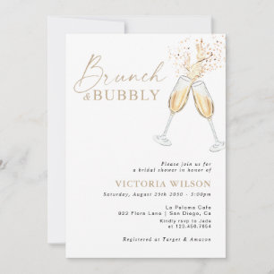 Bruiloftsdiner en bubbels bruidsuitnodiging kaart