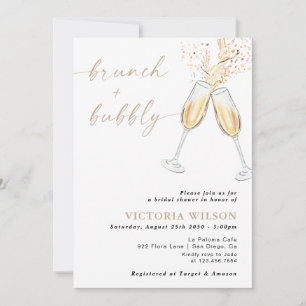 Bruiloftsdiner en bubbels bruidsuitnodiging kaart