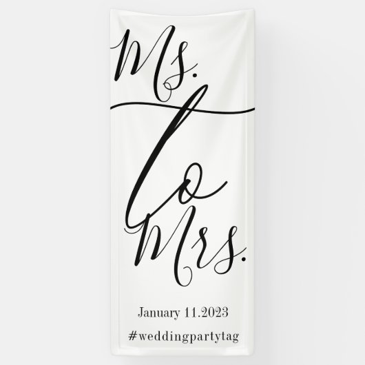 Bruiloftsdouche eenvoudig script groot spandoek (Verticaal)