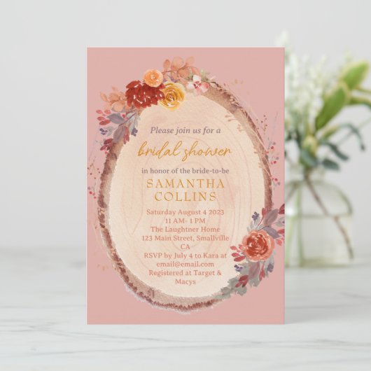 Bruiloftsdouche in rustieke herfststijl kaart (Staand voorkant)