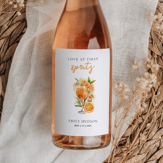 Bruiloftsdouche Love at First Spritz Wijn Etiket