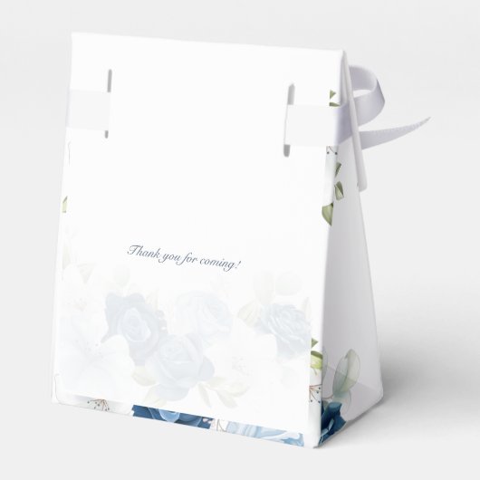 Bruiloftsdustige blauwe bloem rustiek bedankdoosjes (Achterkant)