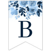 Bruiloftsfeest Bloemenscript Navyblauw Aquarel Vlaggetjes (Tweede vlag)