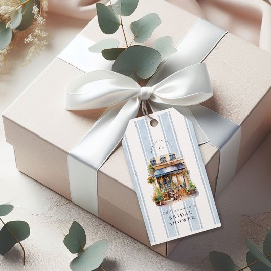 Bruiloftsfeest Blue French Cafe Cadeaulabel