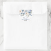 Bruiloftsfeest Blue & White Flowers Vierkante Sticker (Tas)