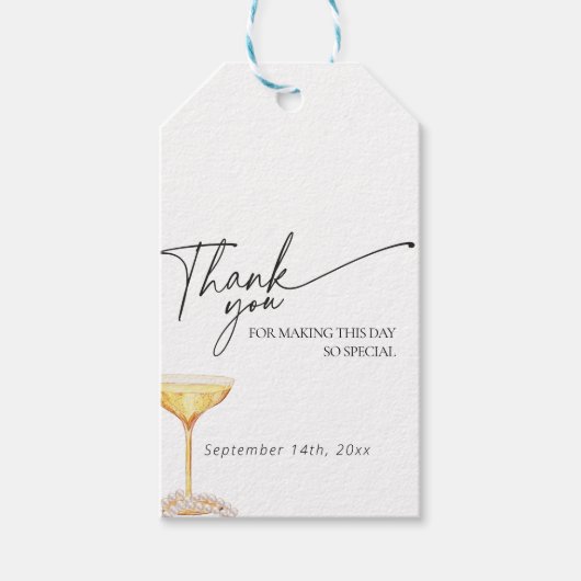 Bruiloftsfeest Bridal Shower Champagne Brunch met  Cadeaulabel (Voorkant)