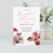 Bruiloftsfeest Elegante Roze Rozen Kaart (Staand voorkant)