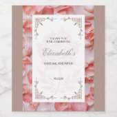 Bruiloftsfeest Favor met Rozenblaadje Wijn Etiket (Enkel label)