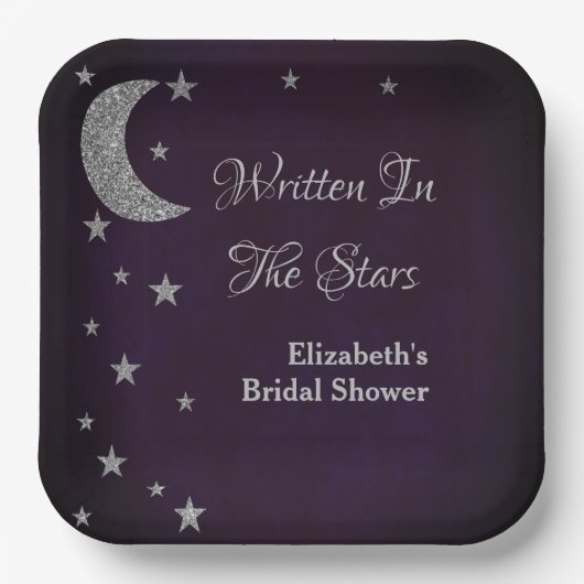 Bruiloftsfeest 'Geschreven in de sterren' Papieren Bordje (Voorkant)