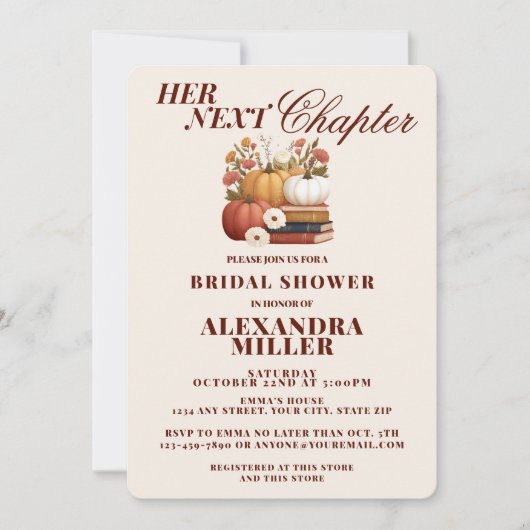 Bruiloftsfeest 'Haar Volgende Hoofdstuk' Herfst Ve Kaart (Voorkant)