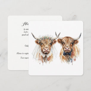 Bruiloftsfeest Hooglanders in Aquarel Kaart