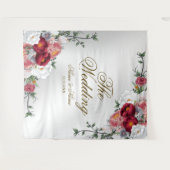 Bruiloftsfeest Kleurrijk Rood Wit Bloemmotief Zilv Wandkleed (Voorkant (horizontaal))