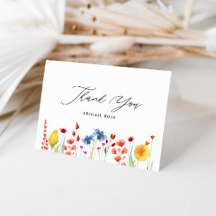 Bruiloftsfeest 'Love in Bloom' rand van wilde bloe Bedankkaart