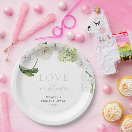 Bruiloftsfeest met bloeiende liefde en groen papieren bordje (Feest)