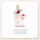 Bruiloftsfeest met Bloemen & Prosecco Vierkante Kartonnen Onderzetter (Voorkant)