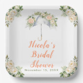 Bruiloftsfeest met bloemenscherm papieren bordje (Voorkant)