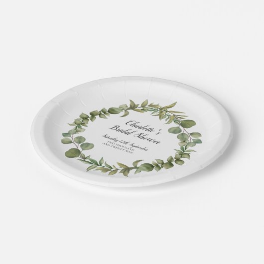 Bruiloftsfeest met bos Eucalyptus groen Papieren Bordje (Gekanteld)