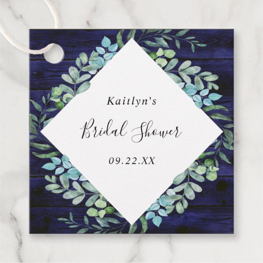 Bruiloftsfeest met botanische groene eucalyptus bedankjes labels (Voorkant)