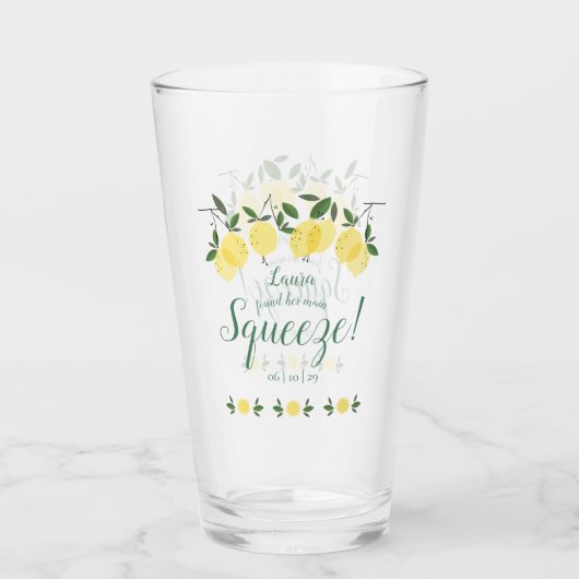 Bruiloftsfeest met citroenen en groen glas (Voorkant)