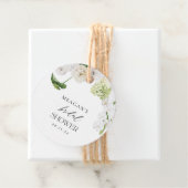 Bruiloftsfeest met groen en bloeiende liefde bedankjes labels (In situ)