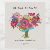 Bruiloftsfeest met heldere wilde bloemen wijn etiket (Enkel label)