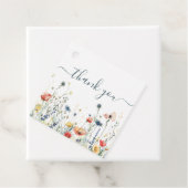 Bruiloftsfeest met levendige veldbloemen bedankjes labels (In situ)