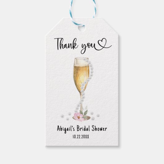 Bruiloftsfeest met Parels & Prosecco Dank je Cadeaulabel (Voorkant)