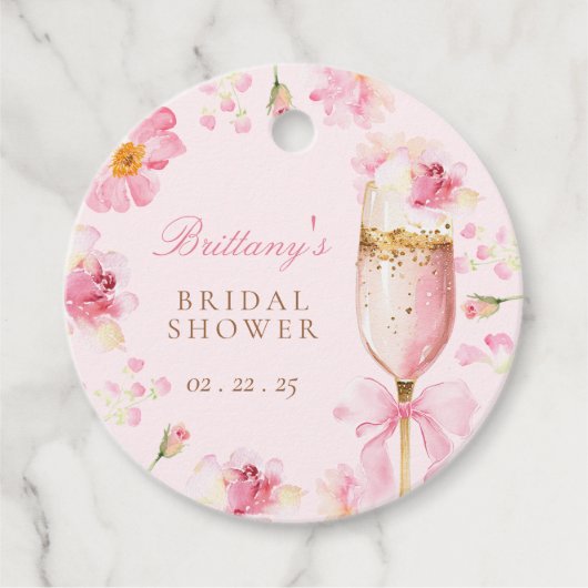 Bruiloftsfeest met Prosecco en Bloemblaadjes Bedankjes Labels (Voorkant)