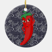 Bruiloftsfeest met rode hete peper diva keramisch ornament (Achterkant)