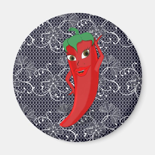 Bruiloftsfeest met rode hete peper diva magneet (Voorkant)