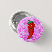 Bruiloftsfeest met rode hete peper diva ronde button 3,2 cm (Voorkant /achterkant)