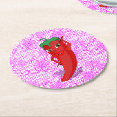 Bruiloftsfeest met rode hete peper diva ronde kartonnen onderzetter (Gebogen)