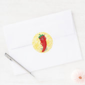 Bruiloftsfeest met rode hete peper diva ronde sticker (Envelop)