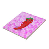 Bruiloftsfeest met rode hete peper diva tegeltje (Zijkant)