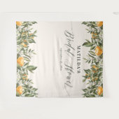 Bruiloftsfeest met rustieke oranje citrus botanisc wandkleed (Voorkant (horizontaal))