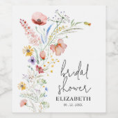 Bruiloftsfeest met wilde bloemen wijn etiket (Enkel label)